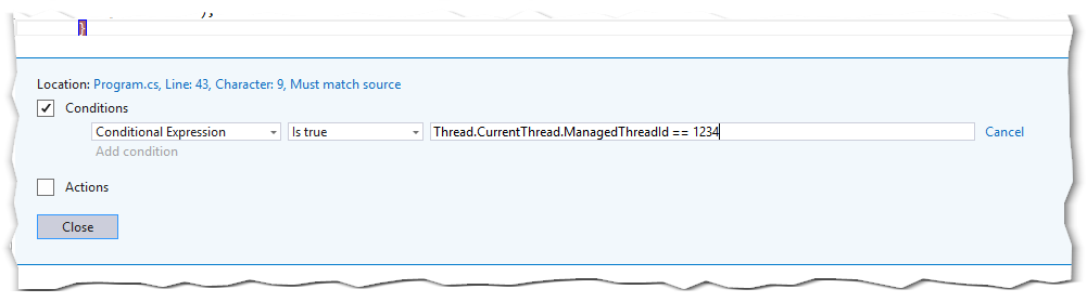 Conditional breakpoint